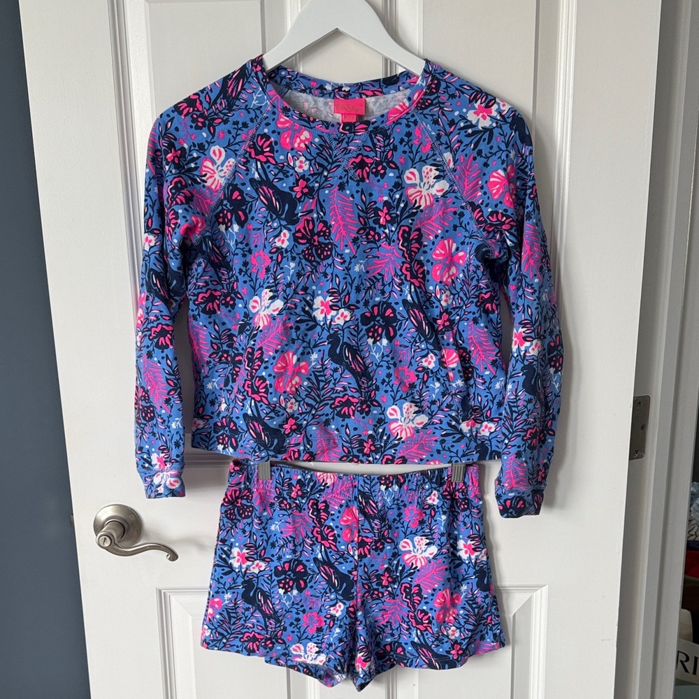 Lilly Pulitzer Kids Pajama Set - Blue and Pink Floral
